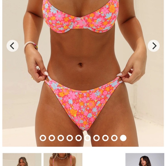 Kulani Kinis Raspberry Rose Twin Strap Cheeky Bikini Bottoms - Size Small 
NEW - Picture 3 of 6